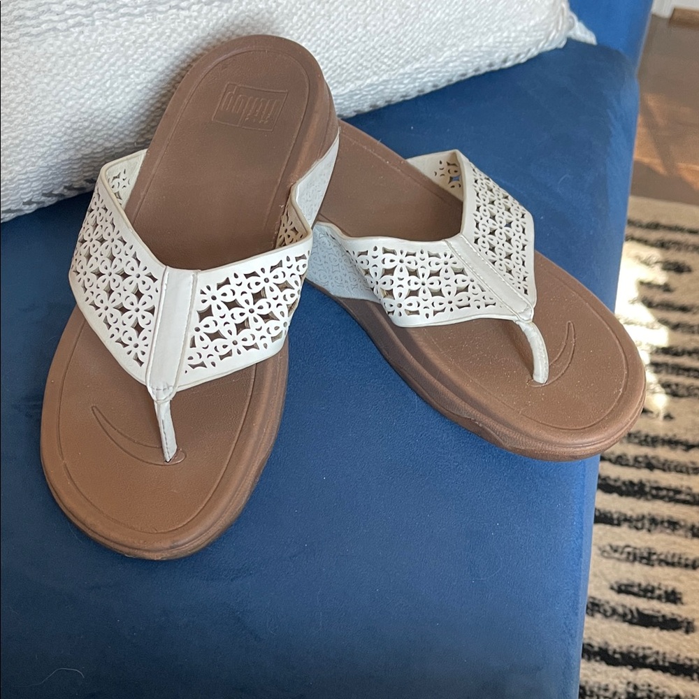 FitFlop White and Tan Sandals